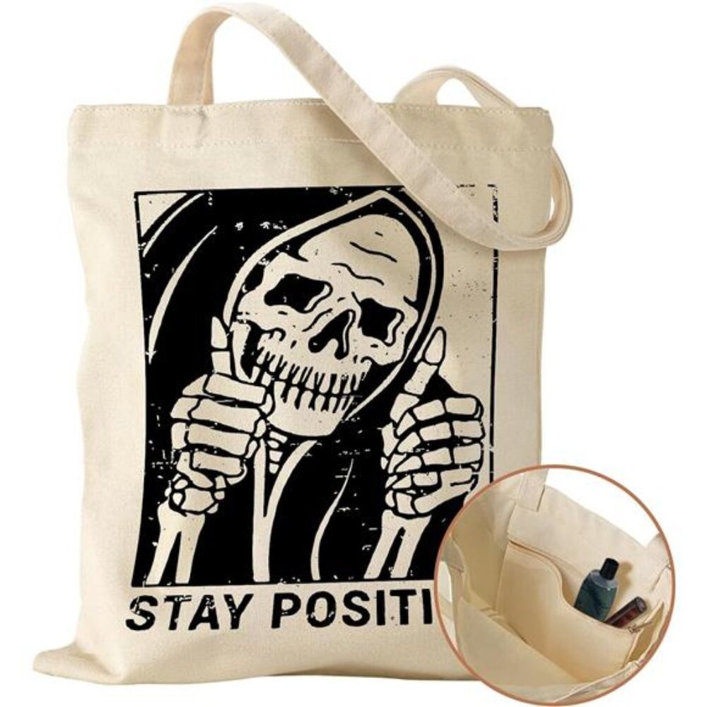 Canvas Tote Bag with Inner Pocket for Women, Cloth Cotton Totes Bag